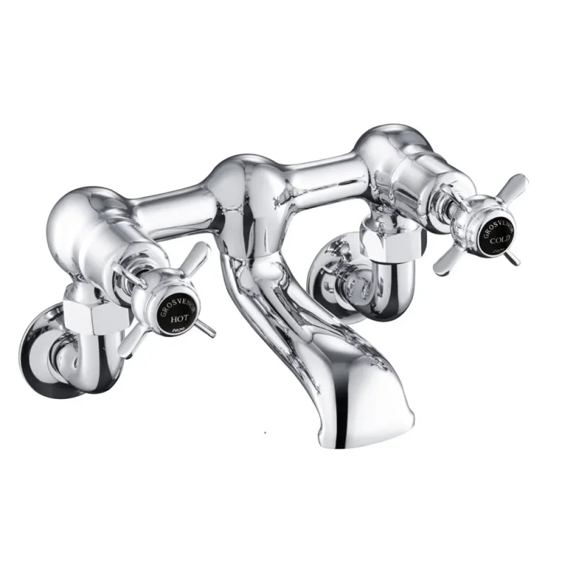 Just Taps Grosvenor Pinch Wall Mounted Bath Filler Matt Black detail view - Image 1