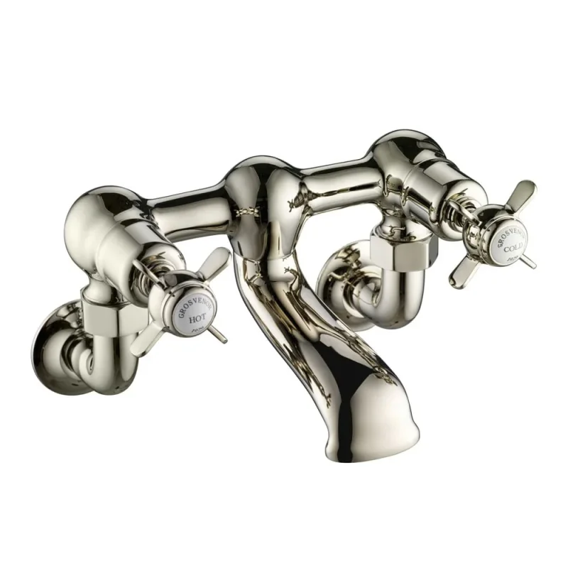 Just Taps Grosvenor Pinch Wall Mounted Bath Filler Nickel detail view - Image 1