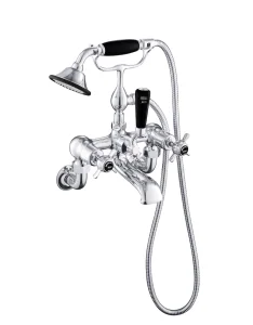 Just Taps Grosvenor Pinch Wall Mounted Bath Shower Mixer With Kit Matt Black