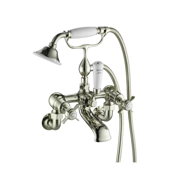 Just Taps Grosvenor Pinch Wall Mounted Bath Shower Mixer With Kit Nickel