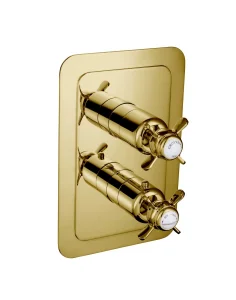 Just Taps Grosvenor Pinch- Concealed Thermostatic 1 Outlet Valve Vertical Light Gold