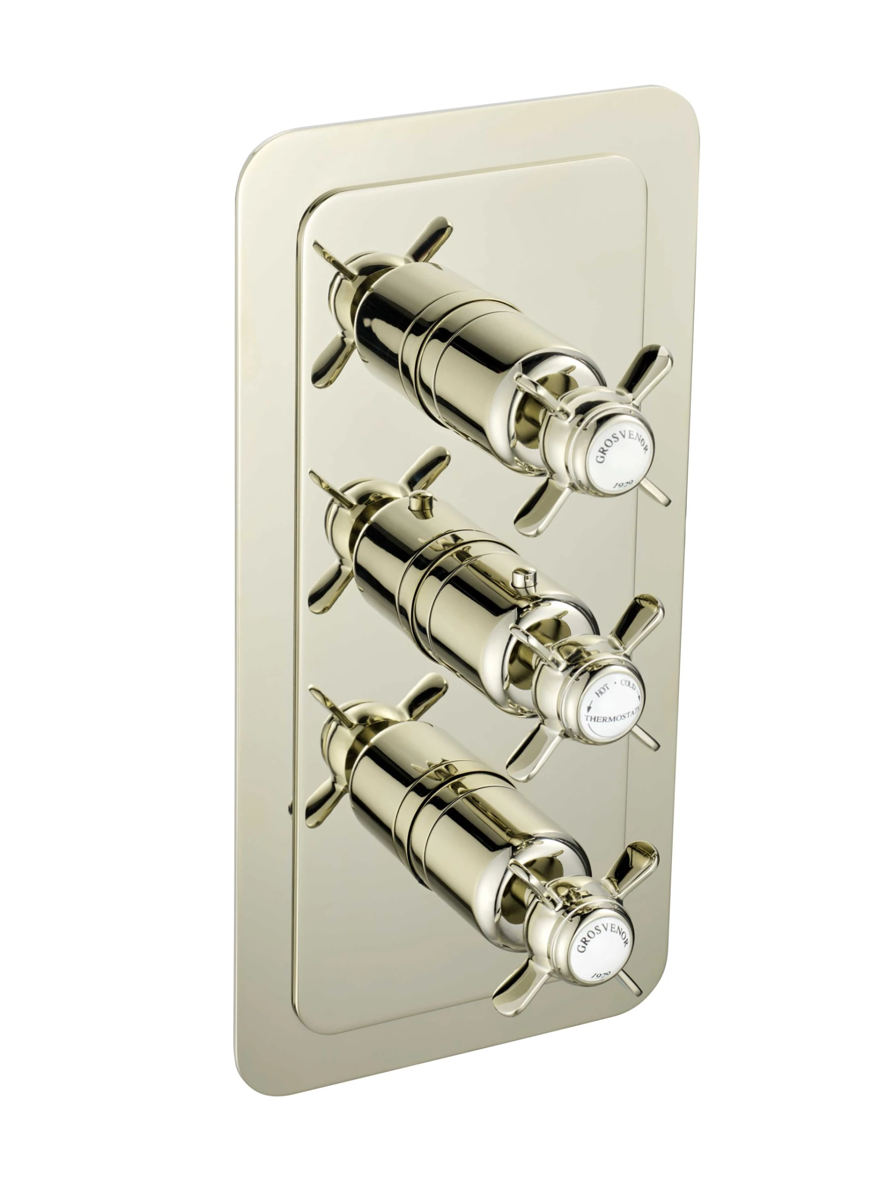 Just Taps Grosvenor Pinch Thermo Concealed 3 Outlet Shower Valve- Vertical Nickel