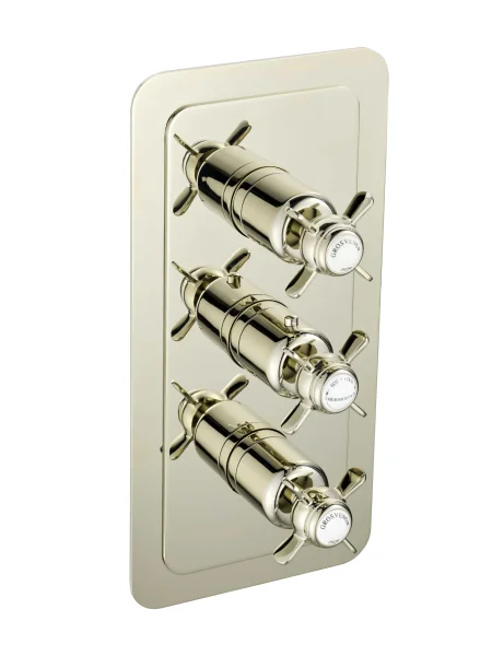 Just Taps Grosvenor Pinch Thermo Concealed 3 Outlet Shower Valve- Vertical Nickel