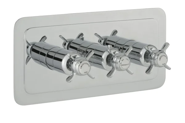 Just Taps Grosvenor Pinch Thermostatic 3 Outlet Valve Horizontal Chrome