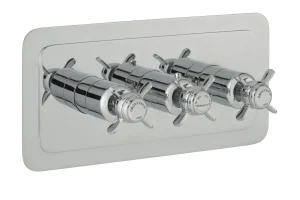 Just Taps Grosvenor Pinch Thermostatic 3 Outlet Valve Horizontal Chrome