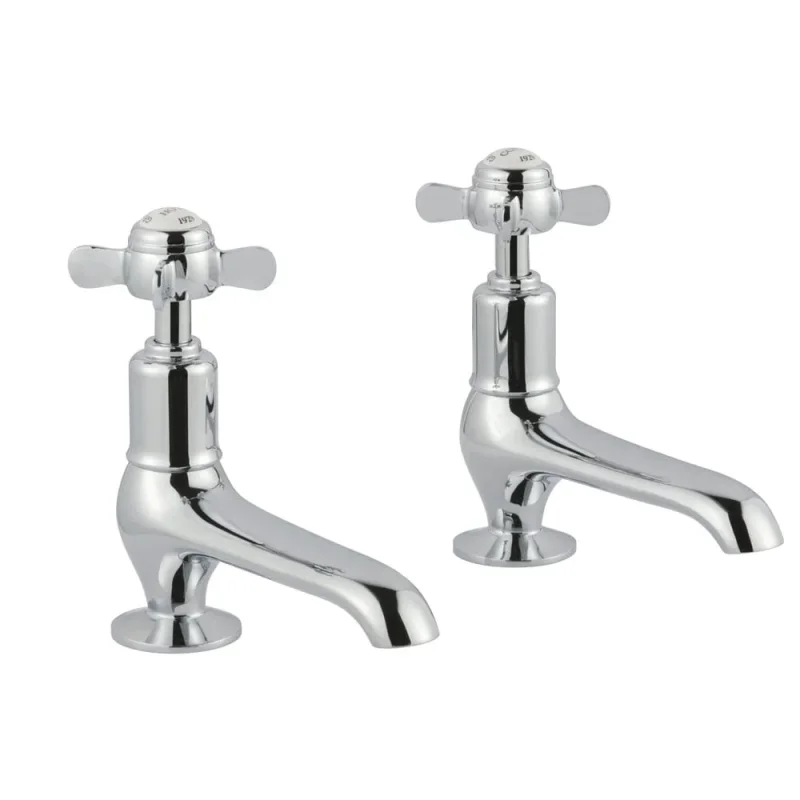 Just Taps Grosvenor Pinch Long Nose Basin Taps Chrome detail view - Image 1