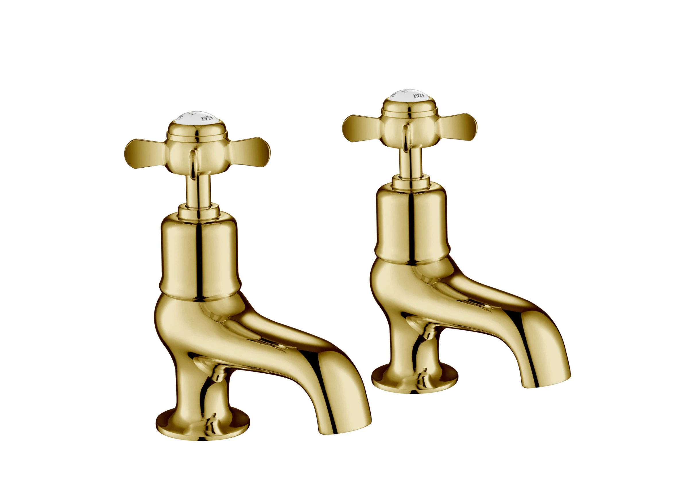 Just Taps Grosvenor Pinch Long Nose Basin Taps Light Gold