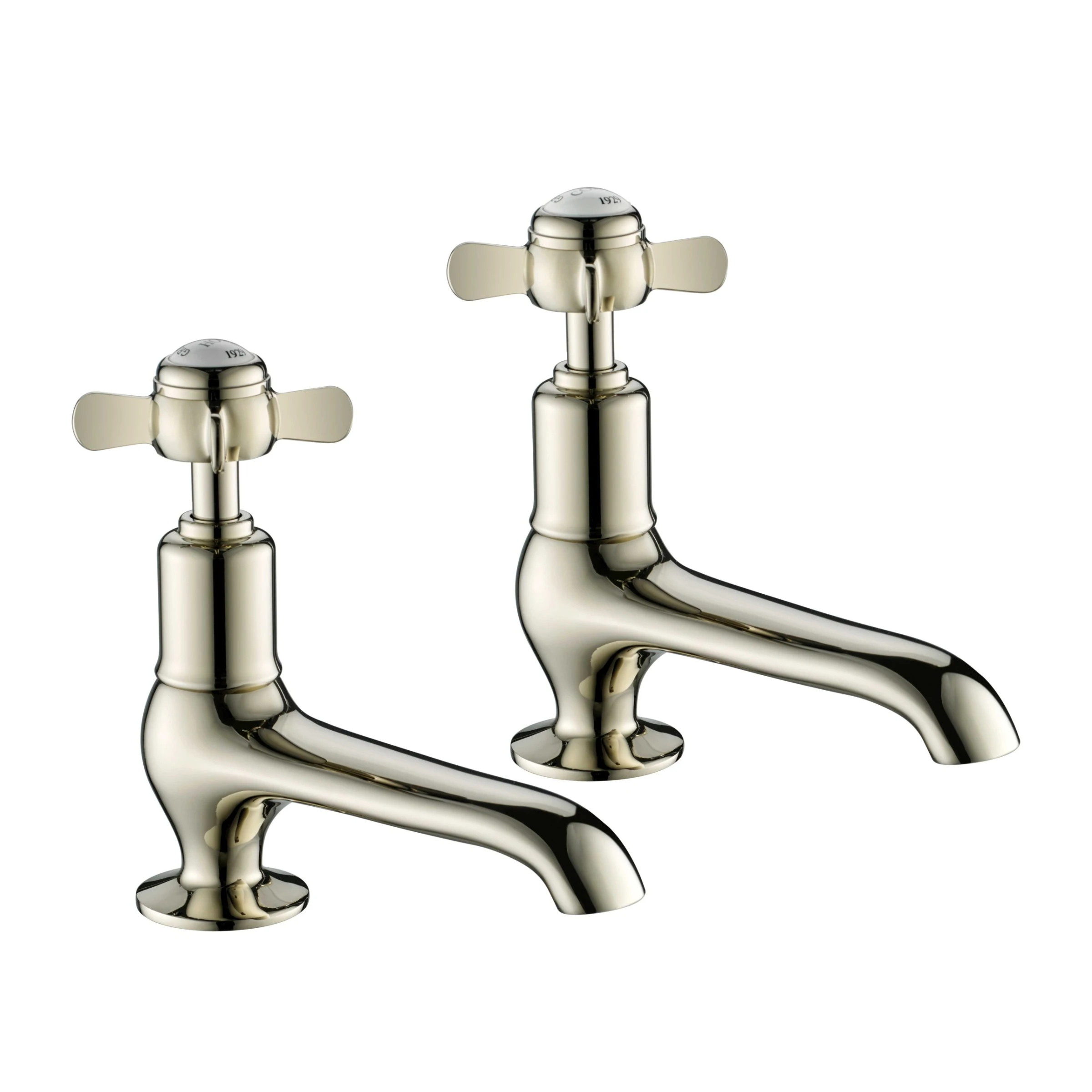 Just Taps Grosvenor Pinch Long Nose Basin Taps Nickel