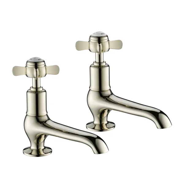 Just Taps Grosvenor Pinch Long Nose Basin Taps Nickel