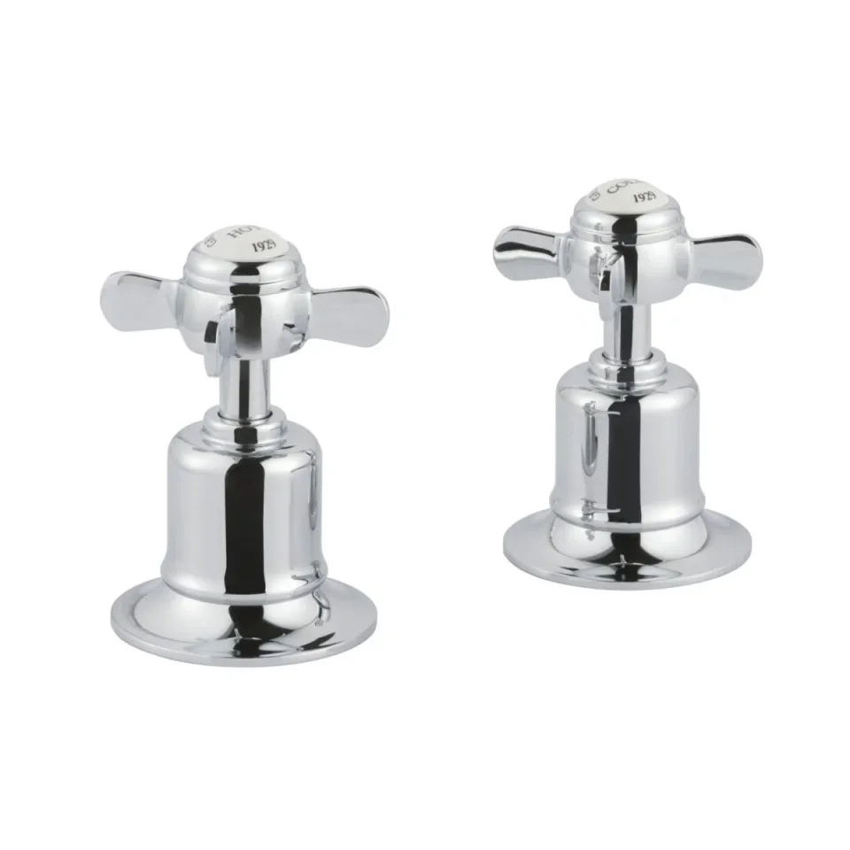 Just Taps Grosvenor Pinch Panel Valves Chrome detail view - Image 1