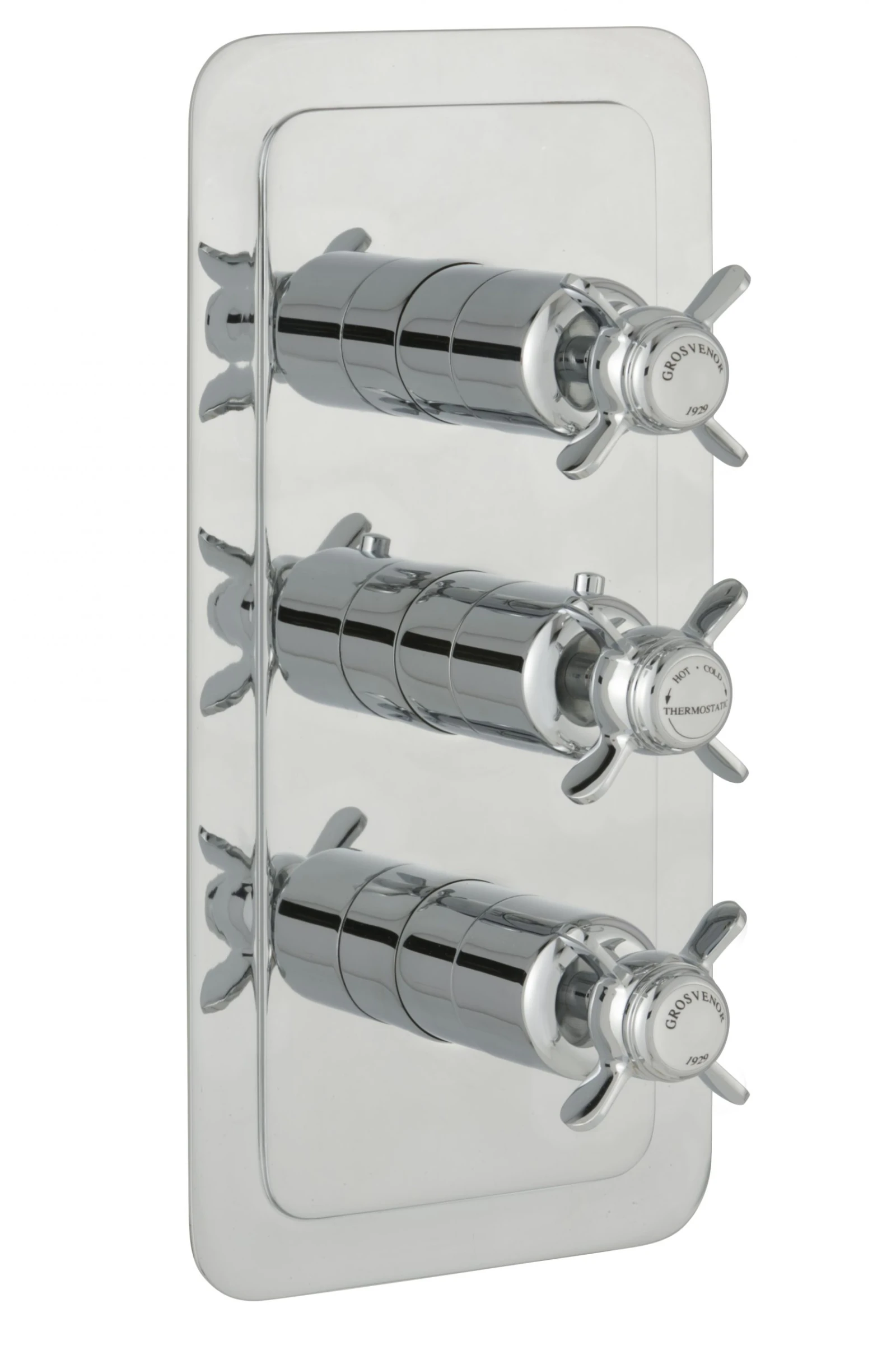 Just Taps Grosvenor Pinch Conealed Thermostatic 2 Outlet Valve Vertical Chrome