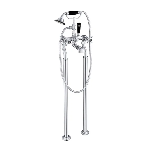 Just Taps Grosvenor Pinch Freestanding Bath Shower Mixer With Kit Matt Black