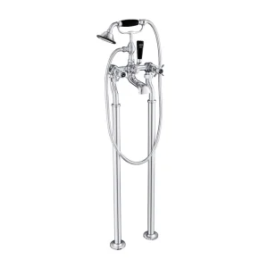 Just Taps Grosvenor Pinch Freestanding Bath Shower Mixer With Kit Matt Black