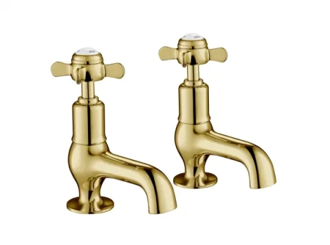 Just Taps Grosvenor Pinch Cloakroom Basin Taps Light Gold detail view - Image 1