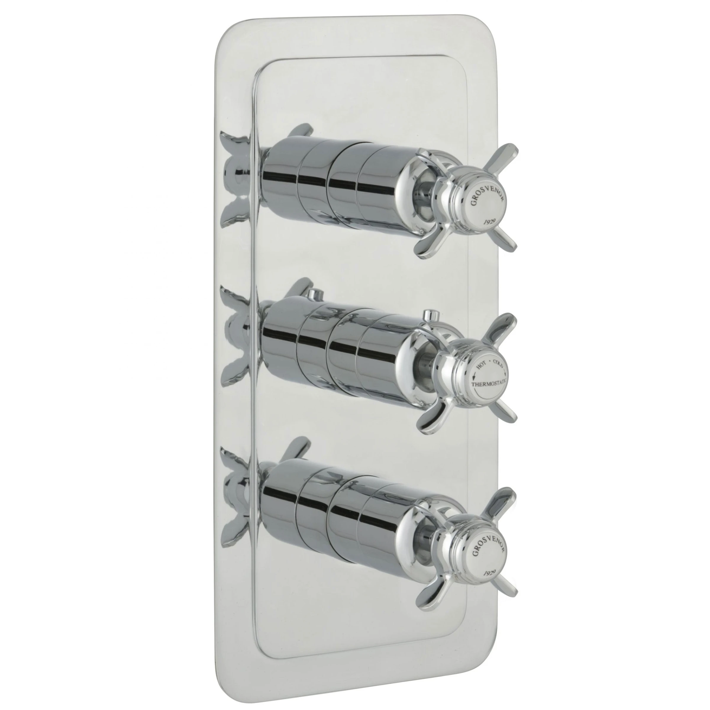 Just Taps Grosvenor Pinch Concealed Thermostatic 3 Outlet Valve Vertical Chrome