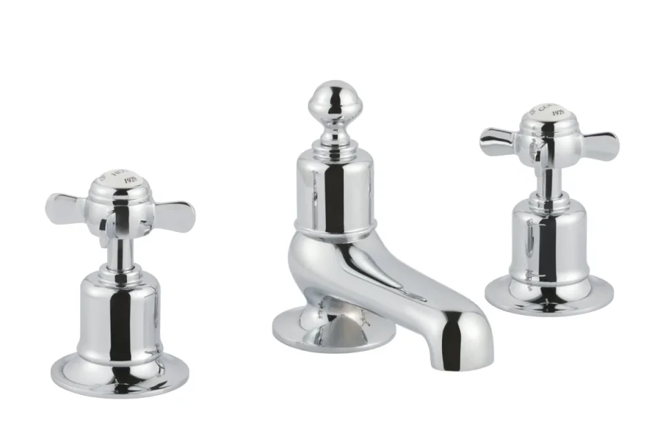 Just Taps Grosvenor Pinch Three Hole Deck Mounted Basin Mixer Chrome product image - Image 3
