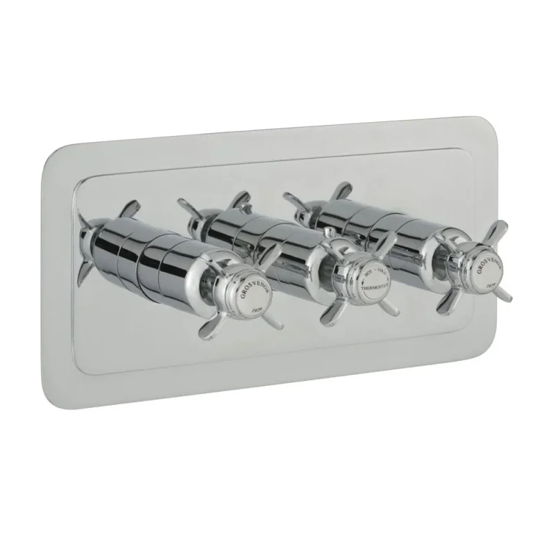 Just Taps Grosvenor Pinch Thermostatic 2 Outlet Valve Horizontal Chrome product image - Image 2