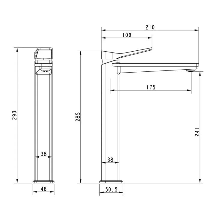 Just Taps Hix Single Lever Tall Basin Mixer detail view - Image 3