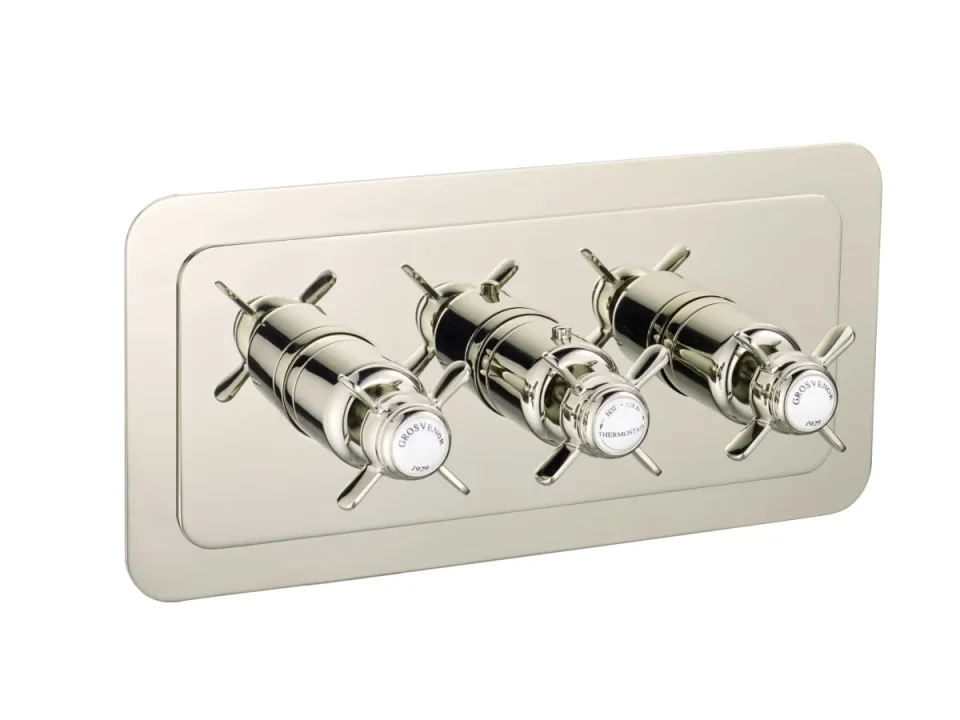 Just Taps Grosvenor Pinch Thermo Concealed 3 Outlet Shower Valve Horizontal Nickel product image - Image 2