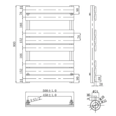 Just Taps Hix Radiator Brushed Black 800 X 500 detail view - Image 3