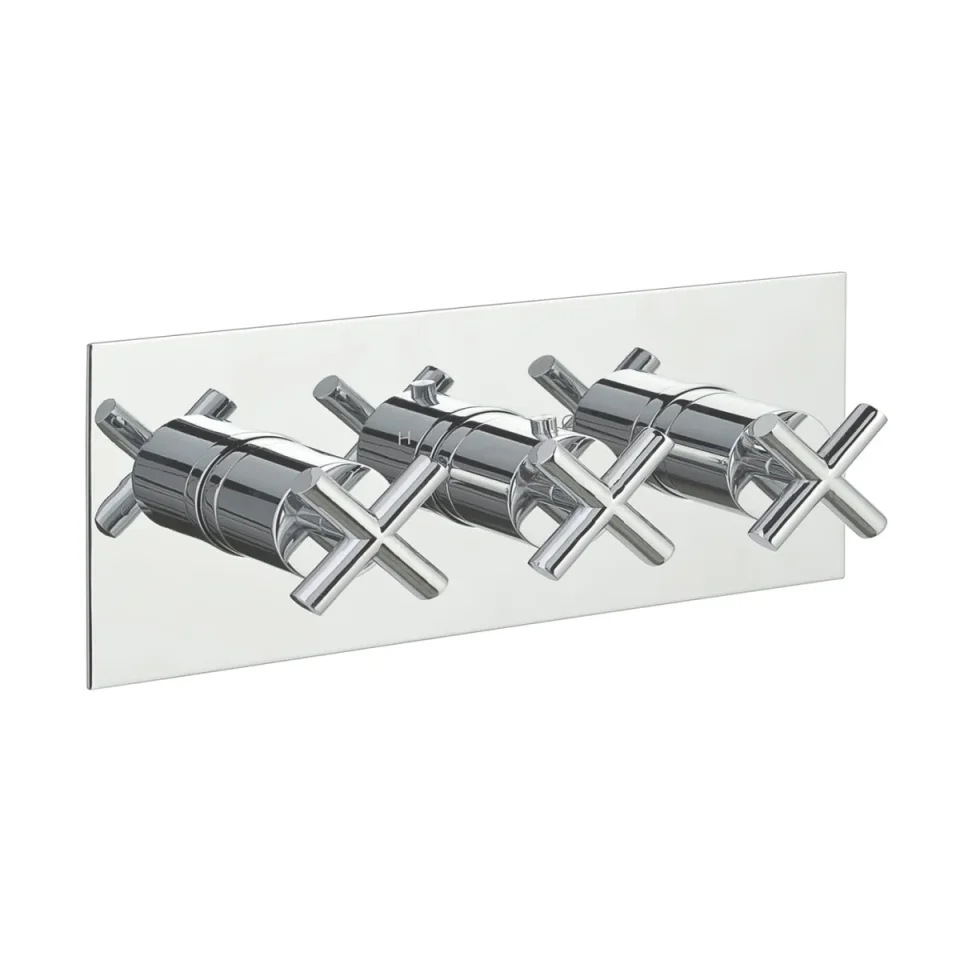 Just Taps Solex Thermostatic Concealed 2 Outlet Shower Valve Horizontal Chrome detail view - Image 3