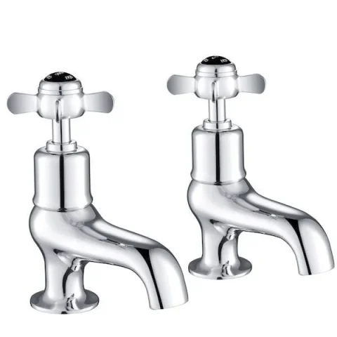 Just Taps Grosvenor Pinch Bath Taps Matt Black detail view - Image 3
