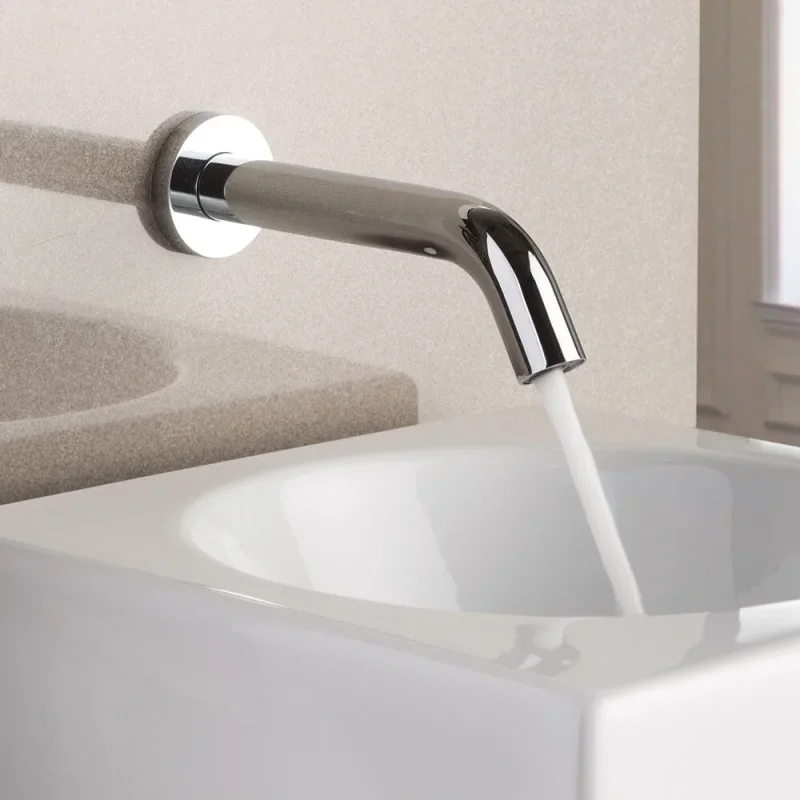 Just Taps React Sensor Wall Spout Mains And Battery Operated Chrome detail view - Image 2