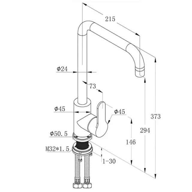 Just Taps Inox Mono Single Lever Sink Mixer Swivel Spout detail view - Image 4