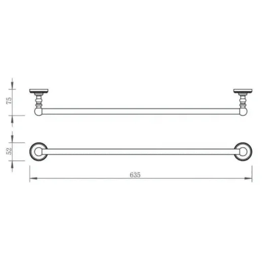 Just Taps Grosvenor Towel Bar 600mm Chrome detail view - Image 3