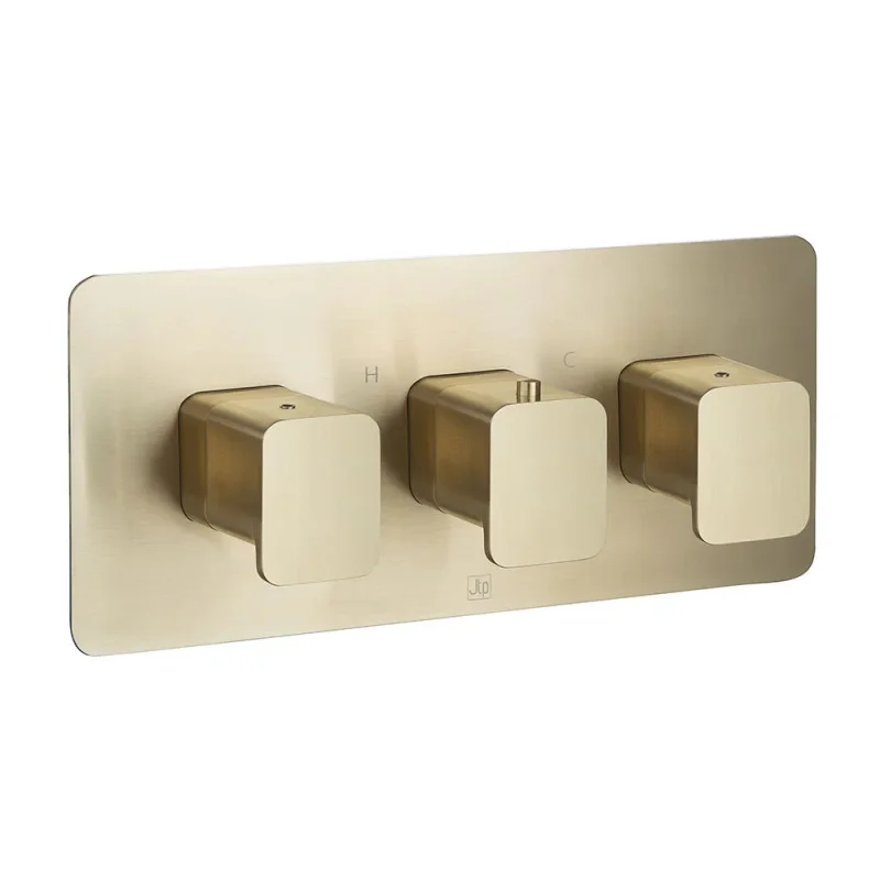Just Taps Hix Thermo Valve 3 Option 3 Handle Horizontal Brushed Brass detail view - Image 2