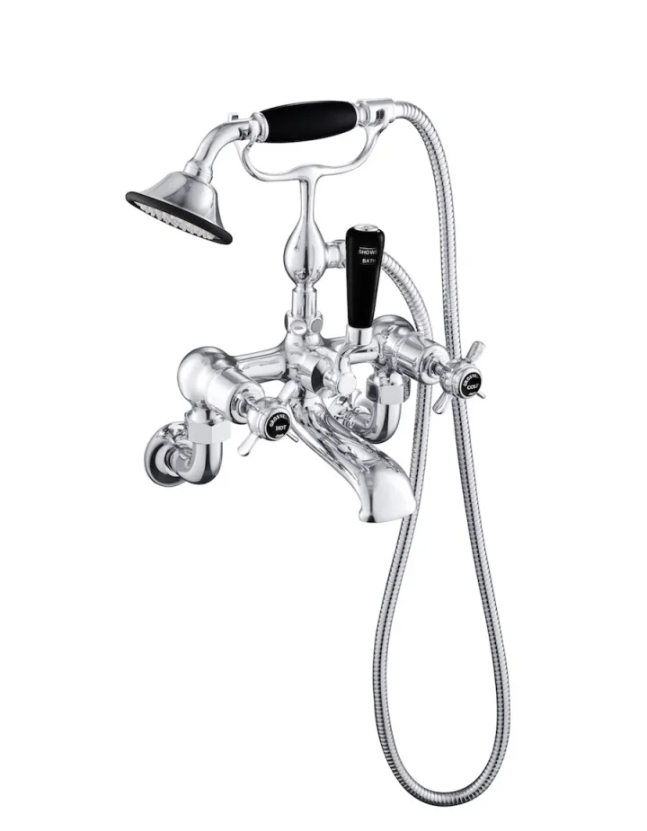 Just Taps Grosvenor Pinch Wall Mounted Bath Shower Mixer With Kit Matt Black product image - Image 2