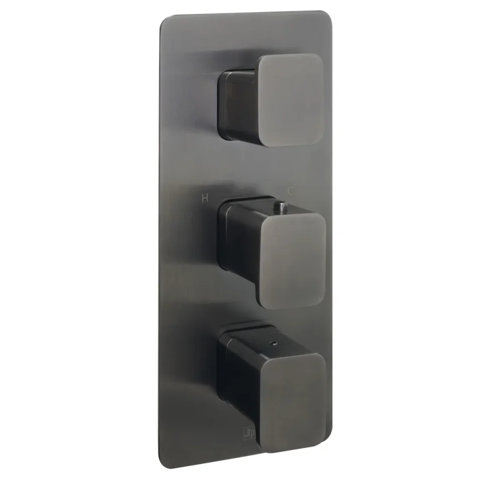 Just Taps Hix Thermo Valve 3 Option 3 Handle Vertical Brushed Black product image - Image 2