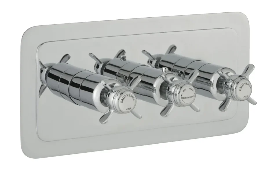 Just Taps Grosvenor Pinch Thermostatic 3 Outlet Valve Horizontal Chrome product image - Image 2