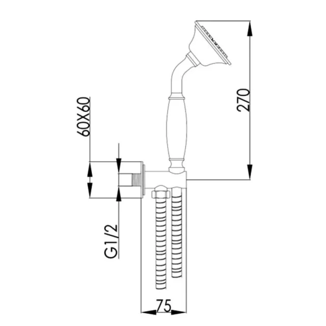 Just Taps Grosvenor Water Outlet And Holder With Black Hand-Shower Chrome detail view - Image 3