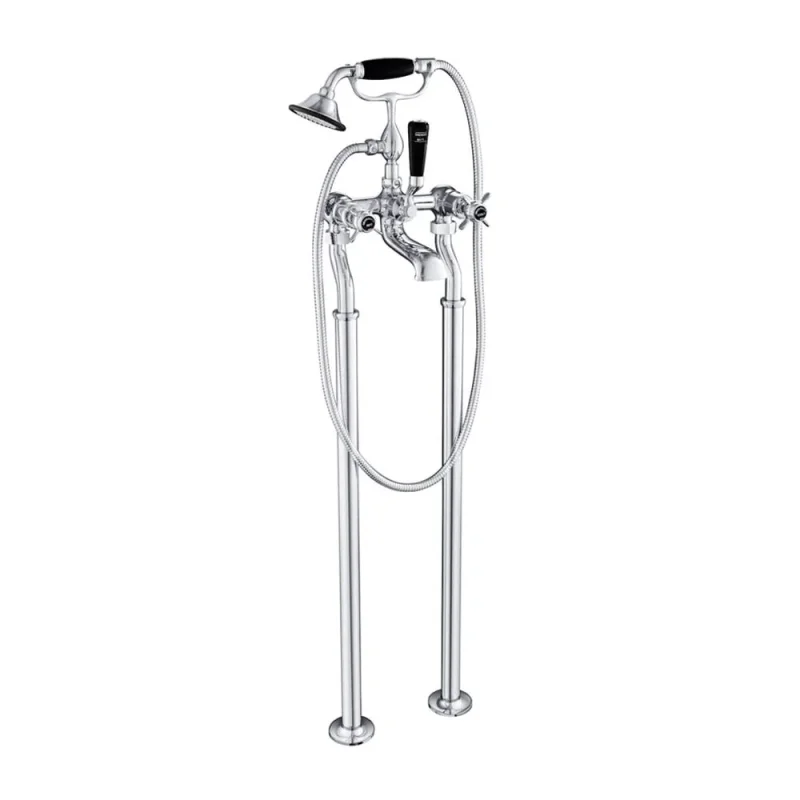 Just Taps Grosvenor Pinch Freestanding Bath Shower Mixer With Kit Matt Black detail view - Image 3