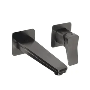 Just Taps Hix Single Lever Wall Mounted Basin Mixer Brushed Black product image - Image 2