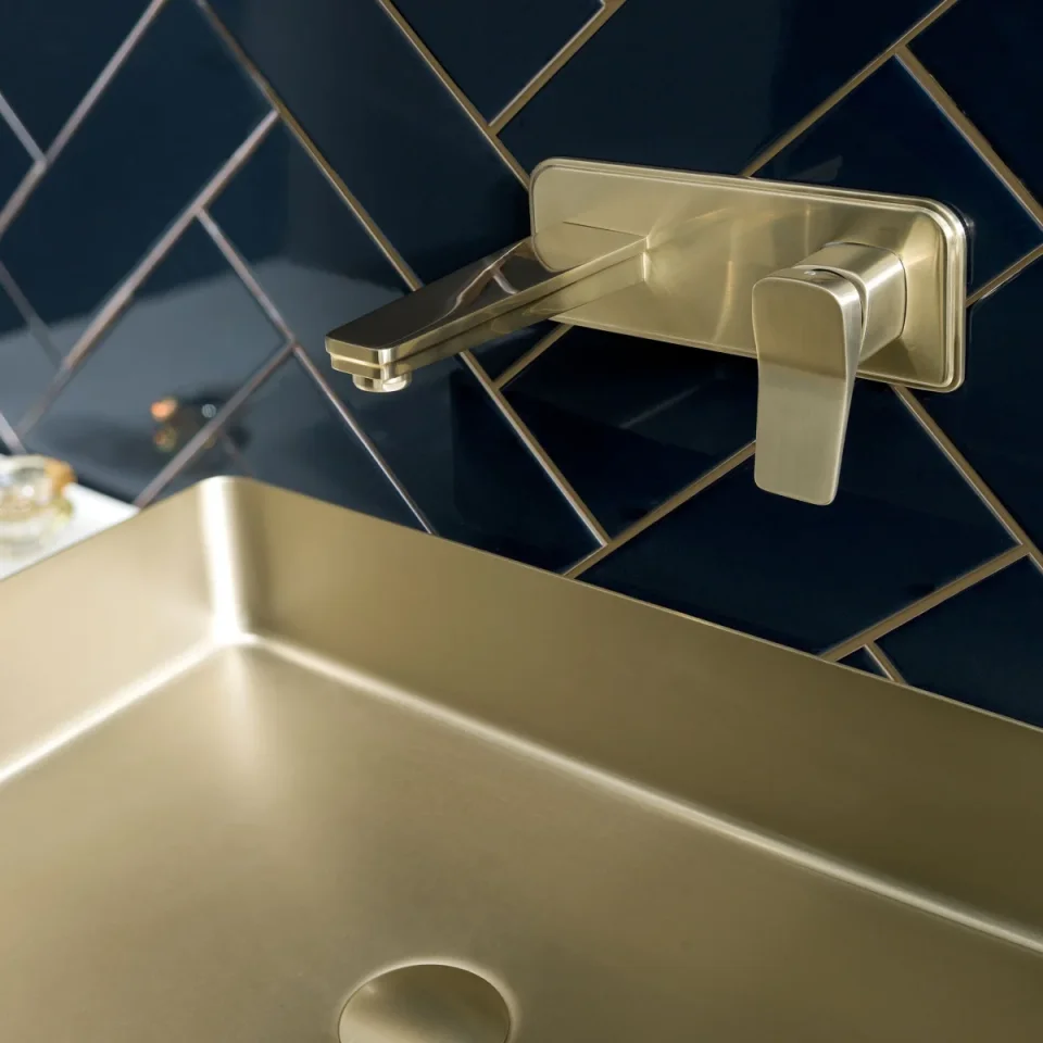 Just Taps Hix Single Lever Wall Mounted Basin Mixer Brushed Brass product image - Image 4