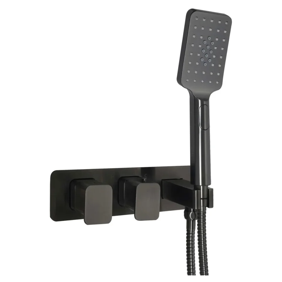 Just Taps Hix Thermostatic Concealead 2 Outlet Shower Valve Brushed Black product image - Image 2