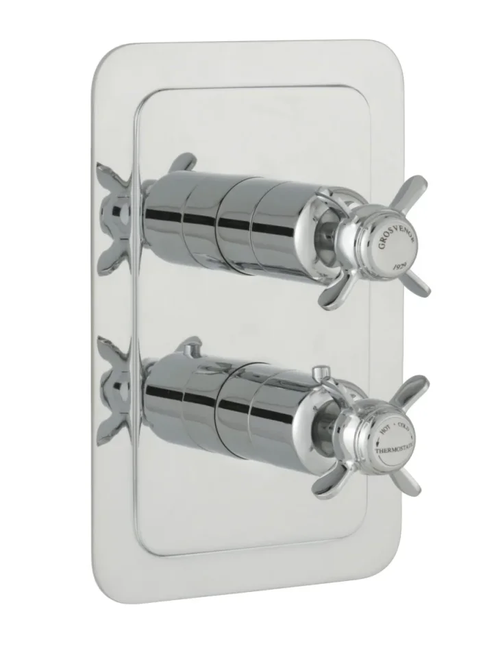 Just Taps Grosvenor Pinch Concealed Thermostatic 2 Outlet Valve Vertical Chrome product image - Image 3