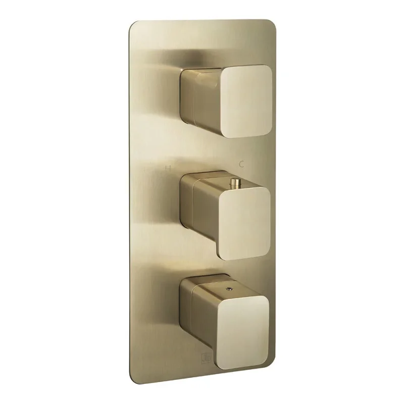 Just Taps Hix Thermo Valve 3 Option 3 Handle Vertical Brushed Brass product image - Image 2