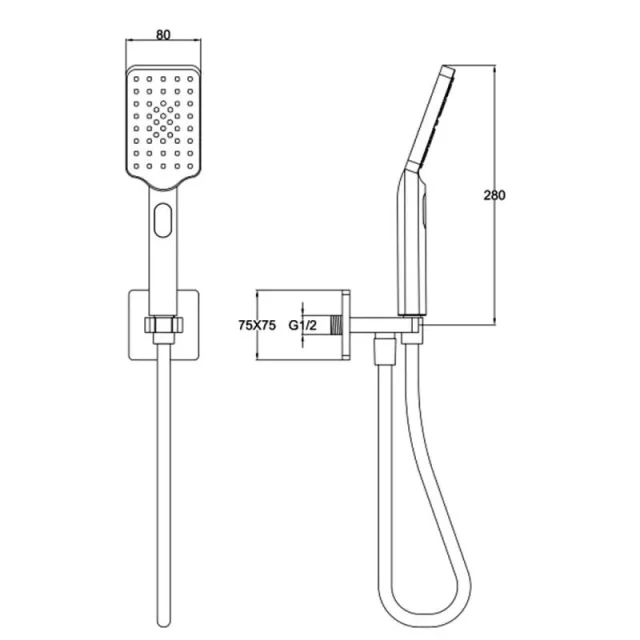 Just Taps Hix Square Shower Set Chrome detail view - Image 3