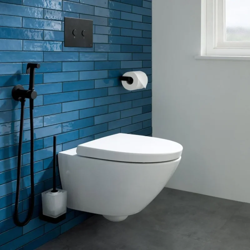 Just Taps Hix Toilet Paper Holder Matt Black detail view - Image 3