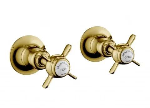 Just Taps Grosvenor Pinch Concealed Wall Valves Light Gold product image - Image 2