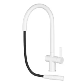 Just Taps Vos Matt White Single Lever Pull Out Sink Mixer detail view - Image 2