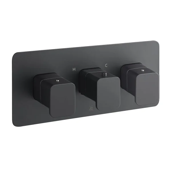 Just Taps Hix Thermo Valve 3 Option 3 Handle Horizontal Matt Black