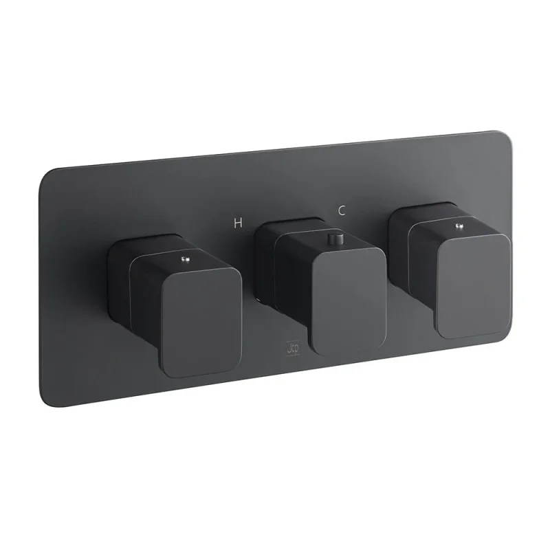 Just Taps Hix Thermo Valve 3 Option 3 Handle Horizontal Matt Black product image - Image 2