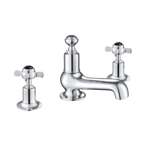 Just Taps Grosvenor Pinch 3 Hole Deck Mounted Basin Mixer Matt Black