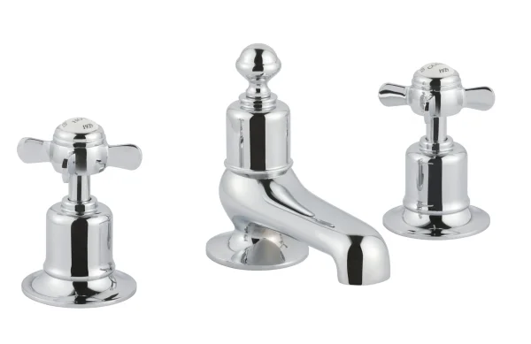 Just Taps Grosvenor Pinch 3 Hole Deck Mounted Bath Filler Chrome