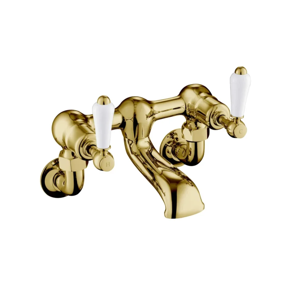 Just Taps Grosvenor Lever Wall Mounted Bath Filler Light Gold detail view - Image 1