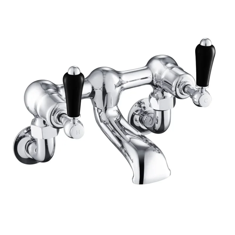 Just Taps Grosvenor Lever Wall Mounted Bath Filler Matt Black detail view - Image 1